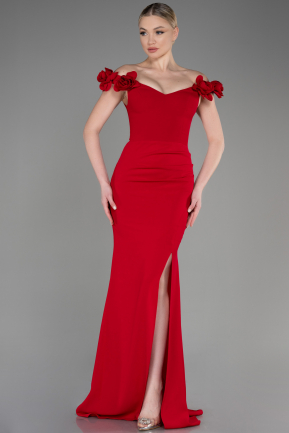 Платье на выпускной большого размера Длинный Красный ABU3946