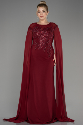 Вечернее платье большого размера Длинный Сифон Бордовый ABU3913