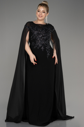 Вечернее платье большого размера Длинный Сифон Черный ABU3913