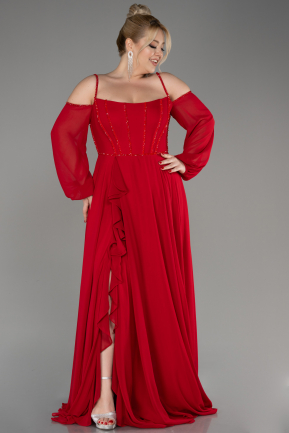 Платье для помолвки большого размера Длинный Сифон Красный ABU3915
