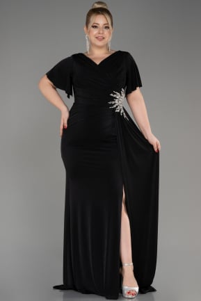 Платье для помолвки большого размера Длинный Черный ABU3918