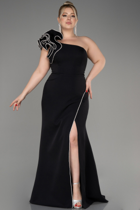 Платье для помолвки большого размера Длинный Черный ABU3911