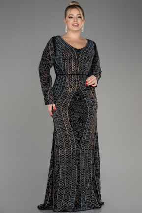 вечернее платье большого размера Длинный Черный ABU3934
