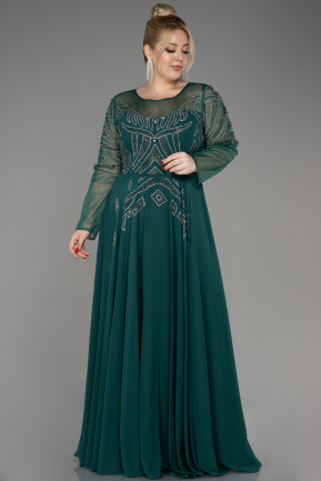 Вечернее платье большого размера Длинный Сифон Изумрудно-зеленый ABU3926