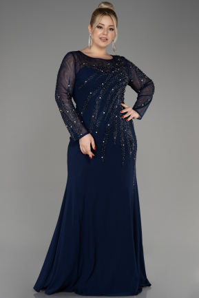 вечернее платье большого размера Длинный Темно-синий ABU3928