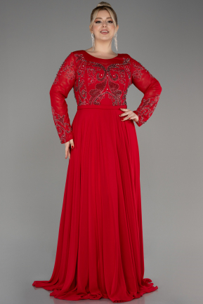Вечернее платье свободного кроя Длинный Сифон Красный ABU3944