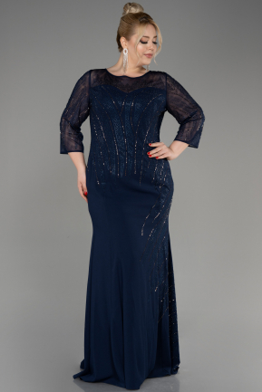вечернее платье большого размера Длинный Темно-синий ABU3931