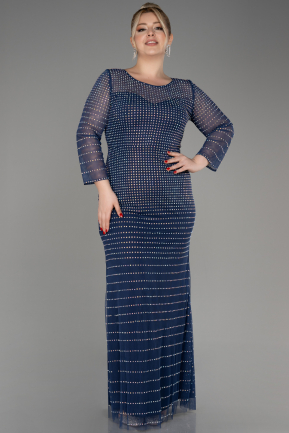 вечернее платье большого размера Длинный Темно-синий ABU3933
