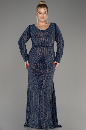 вечернее платье большого размера Длинный Темно-синий ABU3934