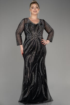 Вечернее платье большого размера Длинный Черный ABU3935