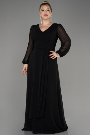 Вечернее платье большого размера Длинный Сифон Черный ABU3938