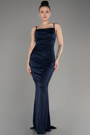Длинное Выпускное Платье Темно-синий ABU3182