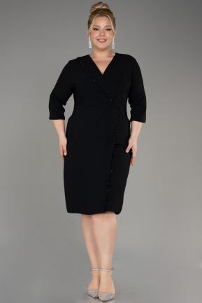 Платье для приглашения большого размера Короткий Черный ABK2096