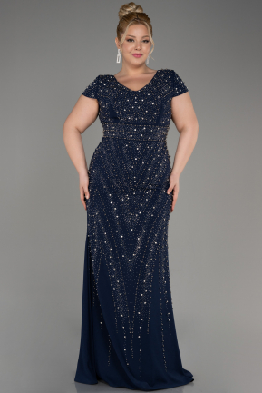 Вечернее платье большого размера Длинный Темно-синий ABU3990