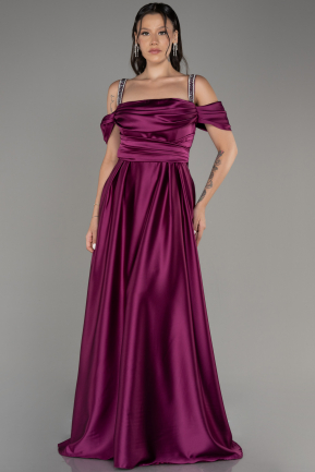 Большое Атласное Платье Фиолетовый ABU3277