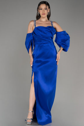 Платье Для Помолвки Большого Размера Длинный Ярко-синий ABU3921