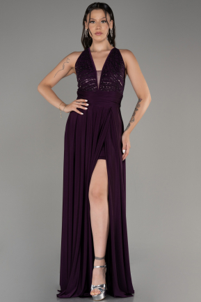 Платья на Выпускной Длинный Тёмно-пурпурный ABU4005