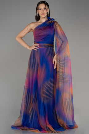 вечернее платье большого размера Длинный Ярко-синий ABU3993