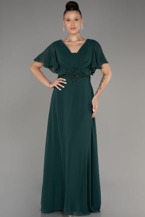 Длинное Шифоновое Вечернее Платье зелёный ABU2308