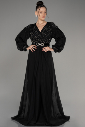 вечернее платье большого размера Длинный Черный ABU4035