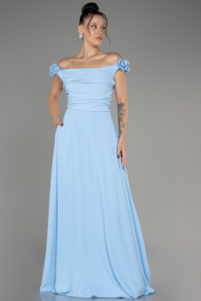 Вечернее платье большого размера Длинный Сифон Голубой ABU4026