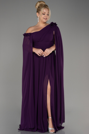 Вечернее платье большого размера Длинный Сифон Тёмно-пурпурный ABU4002