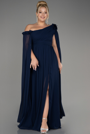 Вечернее платье большого размера Длинный Сифон Темно-синий ABU4002