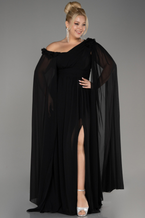 Вечернее платье большого размера Длинный Сифон Черный ABU4002