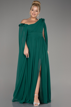 Вечернее платье большого размера Длинный Сифон Изумрудно-зеленый ABU4002