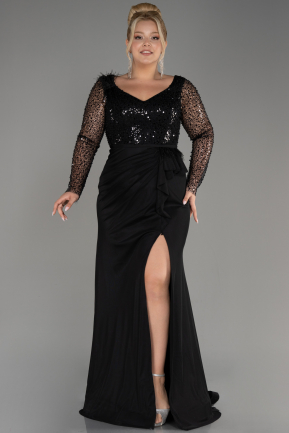 Вечернее платье большого размера Длинный Черный ABU3284