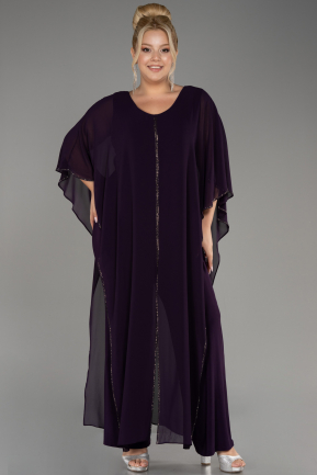 Платье Для Приглашения Большого Размера Сифон Тёмно-пурпурный ABT112