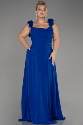 Вечернее платье большого размера Длинный Сифон Ярко-синий ABU4026