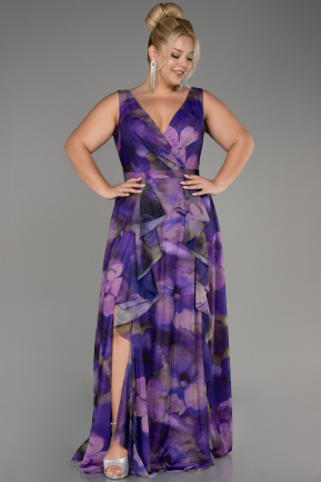 вечернее платье большого размера Длинный Пурпурный ABU4050