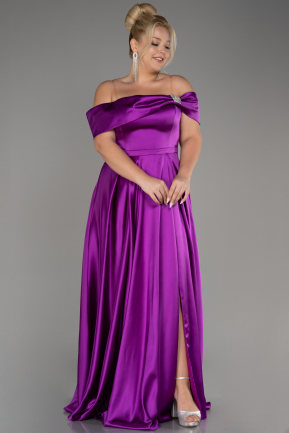 вечернее платье большого размера Длинный Атласный Фиолетовый ABU4054