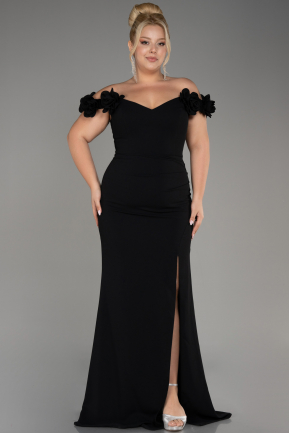 Платье на выпускной большого размера Длинный Черный ABU3946