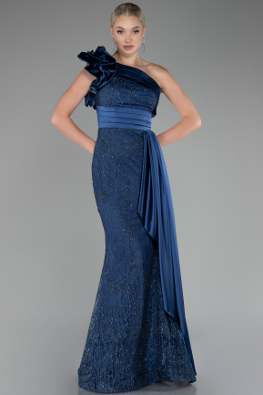 Платье для помолвки большого размера Длинный Темно-синий ABU4060