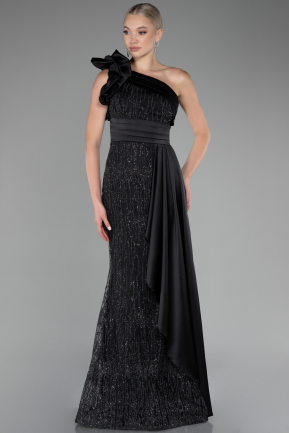 Платье для помолвки большого размера Длинный Черный ABU4060