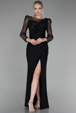 Вечернее платье большого размера Длинный Черный ABU4119