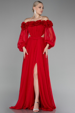 Вечернее платье большого размера Длинный Сифон Красный ABU4131