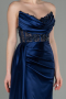 Платье на выпускной большого размера Длинный Атласный Темно-синий ABU3855