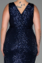 Длинное Вечернее Платье С Чешуйками Темно-синий ABU3194