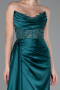 Платье на выпускной большого размера Длинный Атласный Изумрудно-зеленый ABU3855