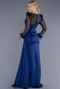 Платье для помолвки большого размера Длинный Атласный Темно-синий ABU3868