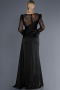 Платье для помолвки большого размера Длинный Атласный Черный ABU3868