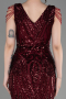 Платье для помолвки большого размера Длинный Чешуйчатый Бордовый ABU3845