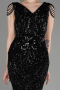Платье для помолвки большого размера Длинный Чешуйчатый Черный ABU3845