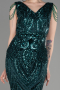 Платье для помолвки большого размера Длинный Чешуйчатый Изумрудно-зеленый ABU3845