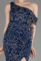 Платье для помолвки большого размера Длинный С камнями Темно-синий ABU3854