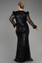Платье для помолвки большого размера Длинный Чешуйчатый Черный ABU3861
