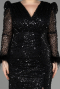Платье для помолвки большого размера Длинный Чешуйчатый Черный ABU3861
